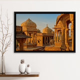 Bara Bagh Temple in India Canvas Art ,Ancient Indian Framed Canvas Prints Wall Art Decor, Black Floating Frame