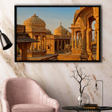 Bara Bagh Temple in India Canvas Art ,Ancient Indian Framed Canvas Prints Wall Art Decor, Black Floating Frame