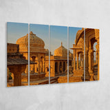 Bara Bagh Temple in India Canvas Art ,Ancient Indian 5 Panels B,Large Canvas,Canvas Prints Wall Art Home Decor