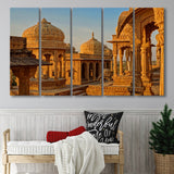 Bara Bagh Temple in India Canvas Art ,Ancient Indian 5 Panels B,Large Canvas,Canvas Prints Wall Art Home Decor
