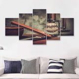 Barber Shop Decor 5 Piece Canvas Prints Wall Art - Painting Prints, Wall Decor,Multi Panel
