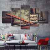 Barber Shop Decor 5 Piece Canvas Prints Wall Art - Painting Prints, Wall Decor,Multi Panel