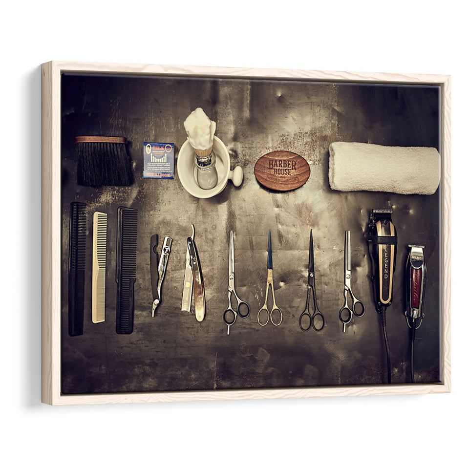 Barbershop Wall Art, Barber Gift, Barbershop, Framed Canvas Prints Wall Art Home Decor,Floating Frame, Ready to Hang