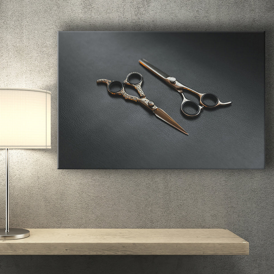 Barbershop Wall Art, Barber Gift, Scissors, Canvas Prints Wall Art Home Decor