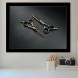 Barbershop Wall Art, Barber Gift, Scissors, Framed Art Prints Wall Art Home Decor, Ready to Hang