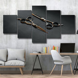 Barbershop Wall Art, Barber Gift, Scissors, Multi Panels, 5 Pieces, Canvas Prints Wall Art Home Decor
