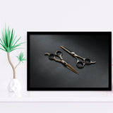 Barbershop Wall Art, Barber Gift, Scissors, Framed Art Prints Wall Art Home Decor, Ready to Hang