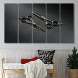 Barbershop Wall Art, Barber Gift, Scissors, Multi Panels, 5 Pieces B, Canvas Prints Wall Art Home Decor,X Large Canvas