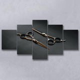 Barbershop Wall Art, Barber Gift, Scissors, Multi Panels, 5 Pieces, Canvas Prints Wall Art Home Decor