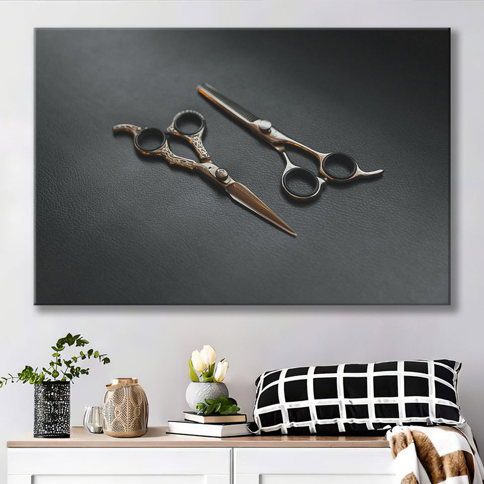 Barbershop Wall Art, Barber Gift, Scissors, Canvas Prints Wall Art Home Decor