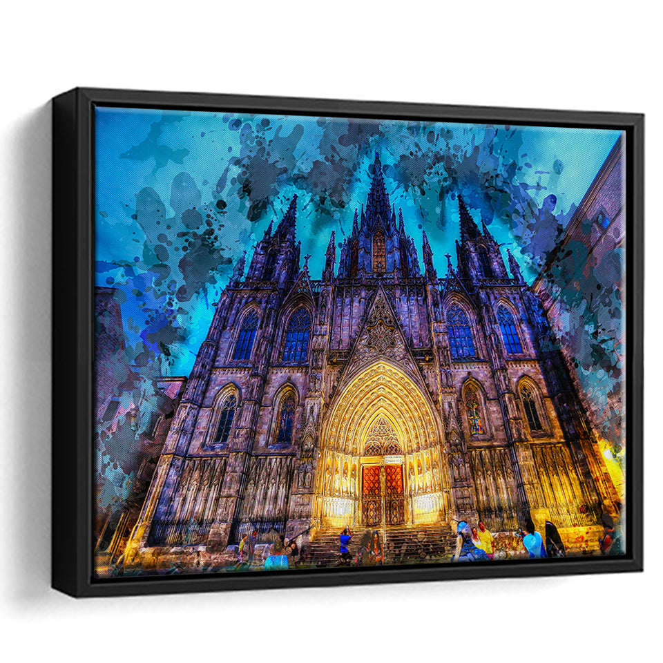 Barcelona Cathedral Framed Canvas Prints Wall Art Decor - Painting Canvas, Framed Picture, Home Decor