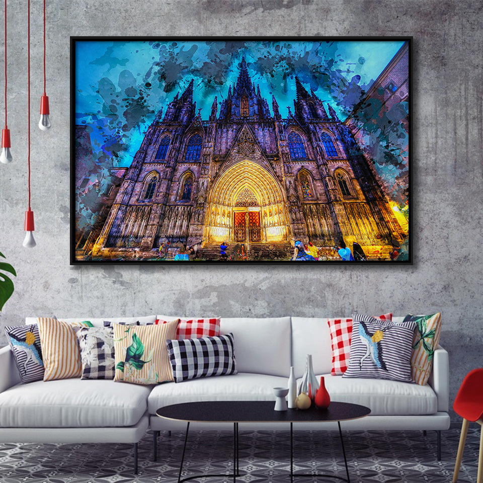 Barcelona Cathedral Framed Canvas Prints Wall Art Decor - Painting Canvas, Framed Picture, Home Decor