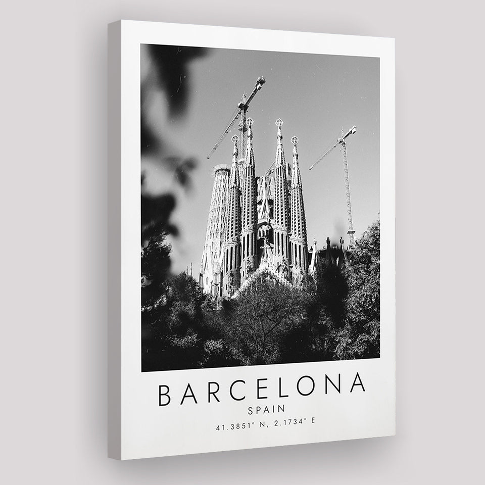 Barcelona, Spain Black And White Art Canvas Prints Wall Art Home Decor