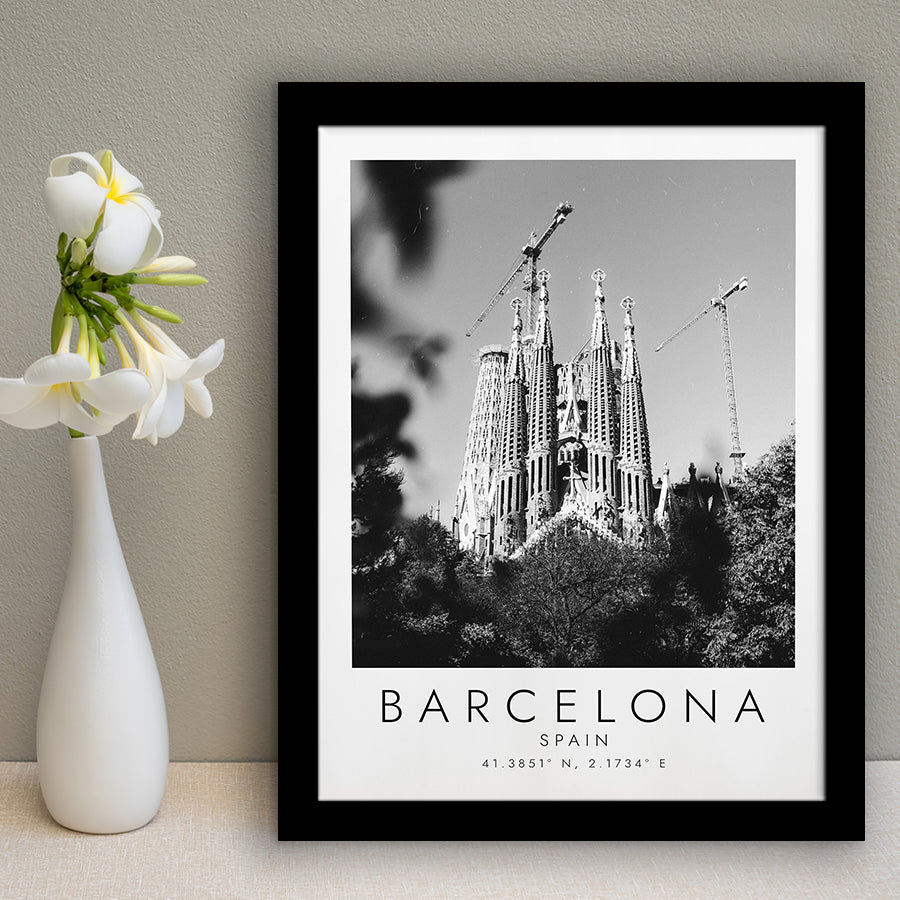 Barcelona, Spain Black And White Art Framed Art Prints Wall Art Decor, Framed Picture
