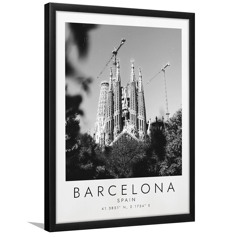 Barcelona, Spain Black And White Art Framed Art Prints Wall Art Decor, Framed Picture