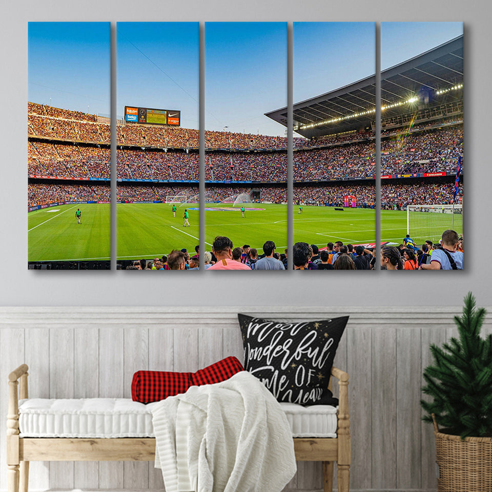 Barcelona Wall Art Camp Nou Stadium Canvas Prints La Liga,Multi Panels B,Sport Stadium Art Prints, Fan Gift