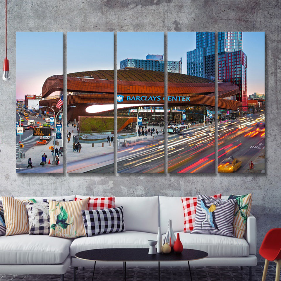 Barclays Center 5 Pieces B Canvas Prints Wall Art - Painting Canvas, Multi Panels,5 Panel, Wall Decor