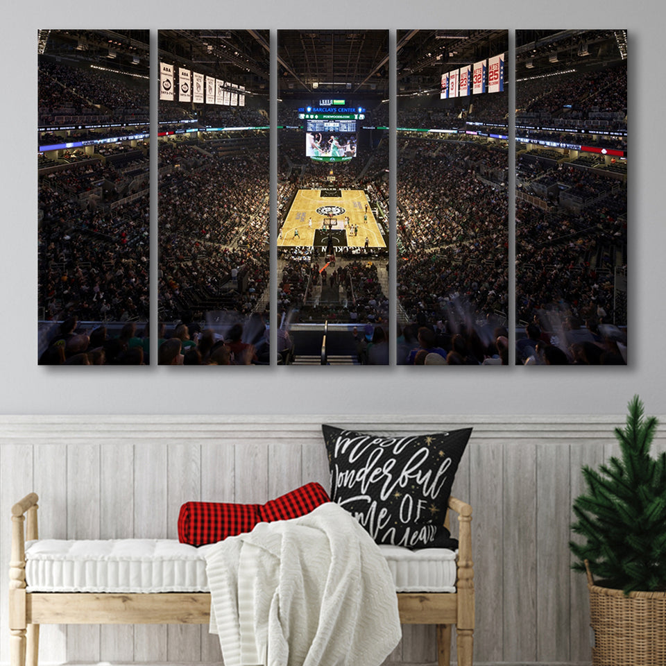 Barclays Sports Center, Stadium Canvas, Sport Art, Gift for him, Multi Panels B, Canvas Prints Wall Art Decor