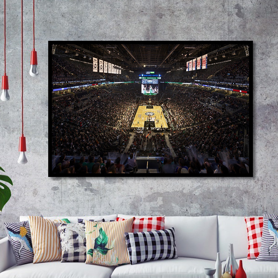 Barclays Sports Center, Stadium Canvas, Sport Art, Gift for him, Framed Art Prints Wall Art Decor, Framed Picture