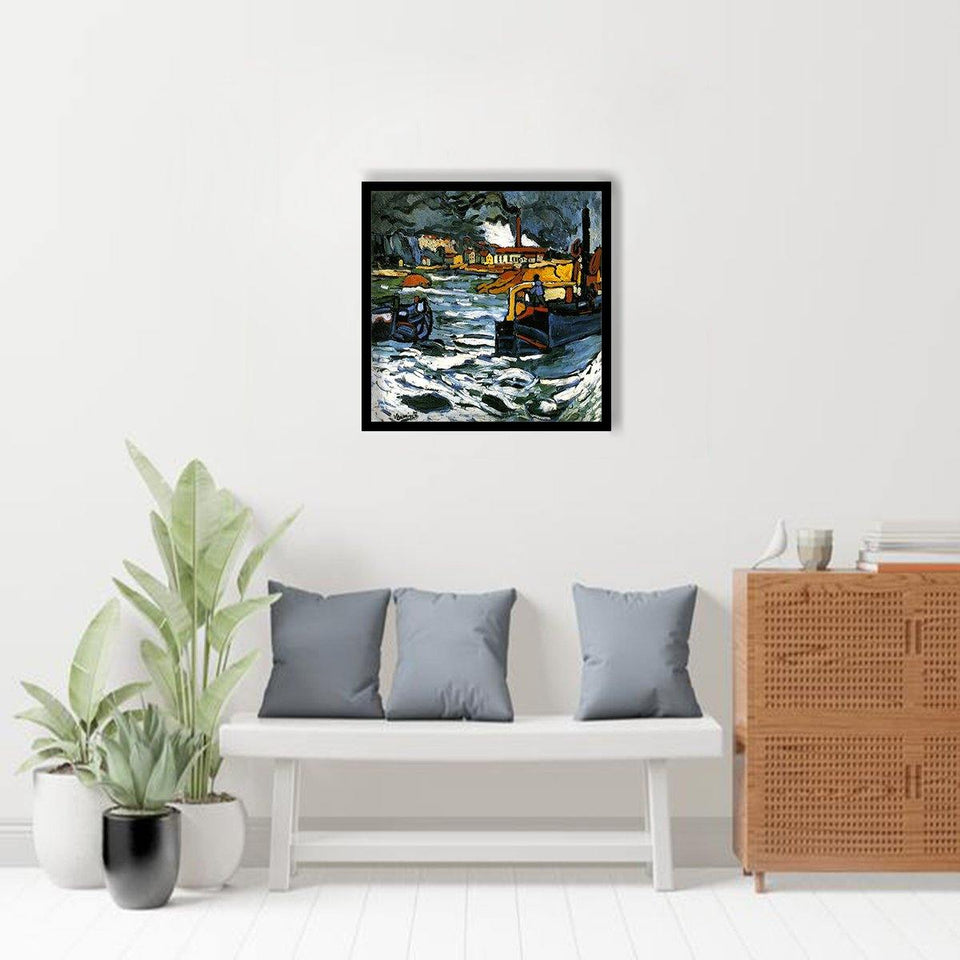 Barges On The Seine By Maurice De VlaminckArt Print,Canvas Art,Frame Art,Plexiglass Cover