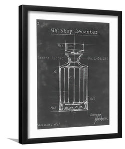 Barware Blueprint VII-Black and white Art, Art Print, Plexiglass Cover