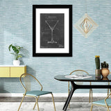 Barware Blueprint V-Black and white Art, Art Print, Plexiglass Cover