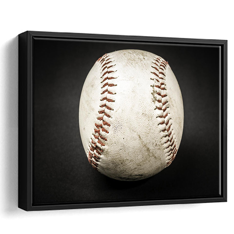 Baseball Canvas Art, Baseball Fan Gift Framed Canvas Prints Wall Art Decor, Black Floating Frame