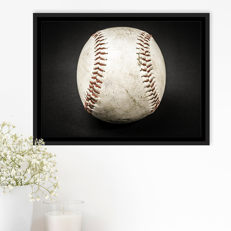 Baseball Canvas Art, Baseball Fan Gift Framed Canvas Prints Wall Art Decor, Black Floating Frame