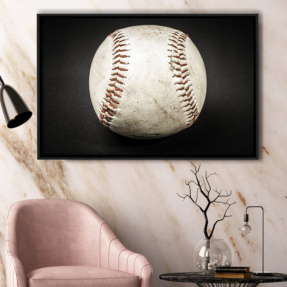 Baseball Canvas Art, Baseball Fan Gift Framed Canvas Prints Wall Art Decor, Black Floating Frame