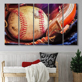 Baseball, Baseball 5 Panels B,Large Canvas,Canvas Prints Wall Art Home Decor