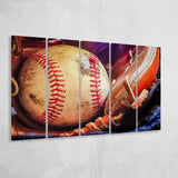 Baseball, Baseball 5 Panels B,Large Canvas,Canvas Prints Wall Art Home Decor