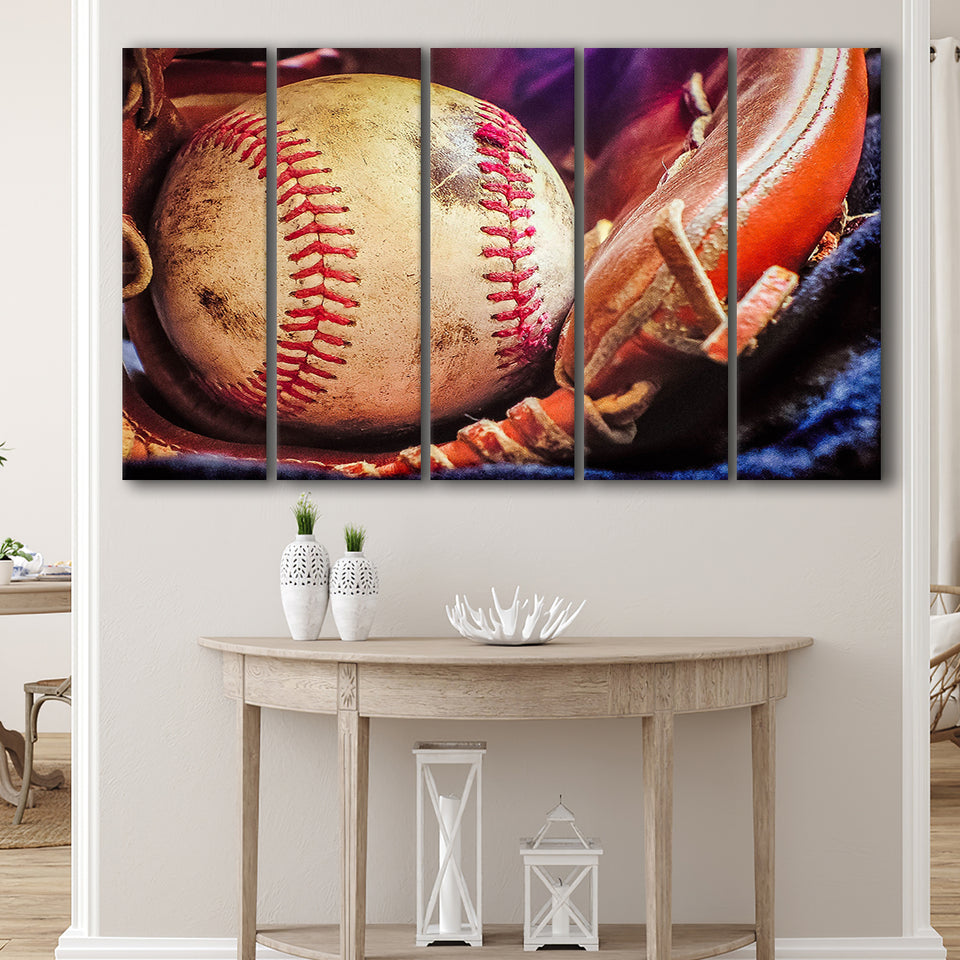 Baseball, Baseball 5 Panels B,Large Canvas,Canvas Prints Wall Art Home Decor