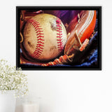 Baseball, Baseball Framed Canvas Prints Wall Art Decor, Black Floating Frame