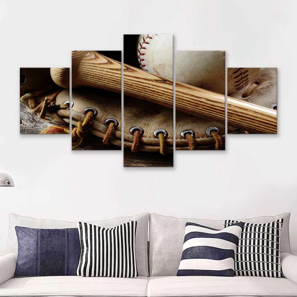 Baseball Cool Art 5 Piece Canvas Prints Wall Art Decor - Painting Canvas, Multi Panels