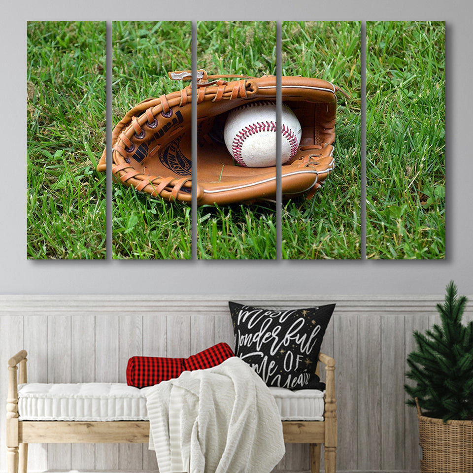 Baseball Glove Wall Art Sport Stadium Canvas Prints Decor Baseball,Multi Panels B,Sport Stadium Art Prints, Fan Gift