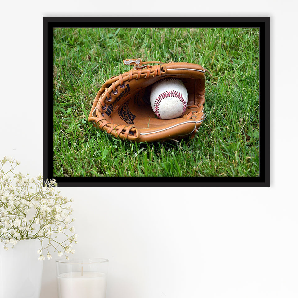 Baseball Glove Wall Art Sport Stadium Framed Canvas Prints Decor Baseball,Sport Stadium Art Prints, Fan Gift