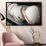 Baseball, Vintage Baseball Framed Canvas Prints Wall Art Decor, Black Floating Frame