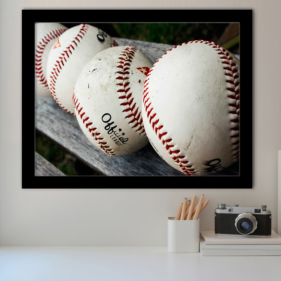 Baseball, Vintage Baseball Framed Art Prints Wall Art Decor,Black Frame, Ready to hang
