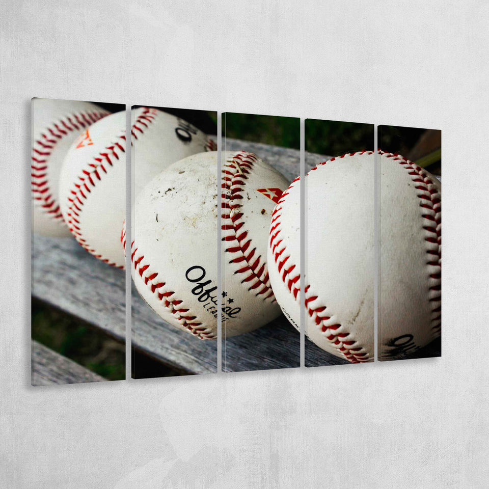 Baseball, Vintage Baseball 5 Panels B,Large Canvas,Canvas Prints Wall Art Home Decor