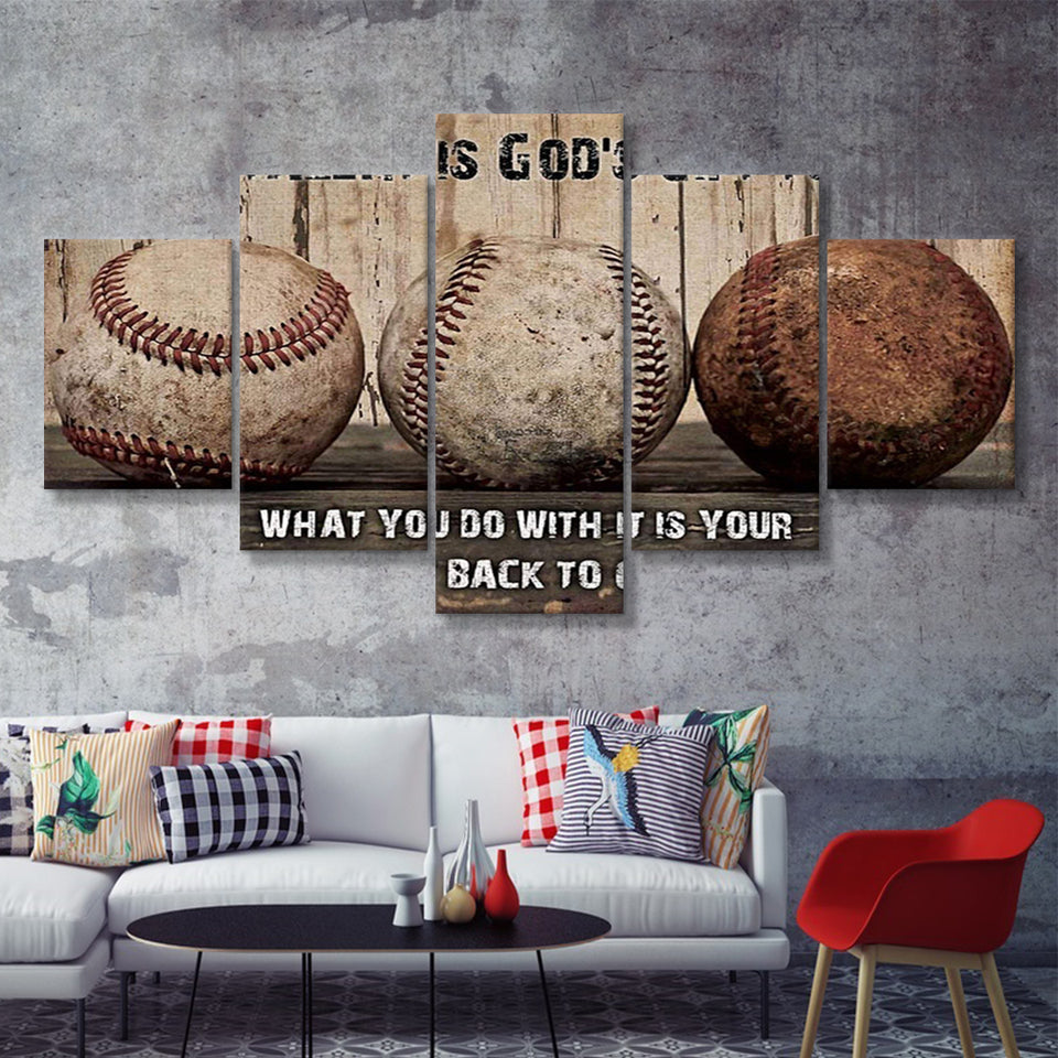 Baseball Your Talent Is Gods Gift To You 5 Piece Multi Panels Canvas Prints Wall Art - Painting Canvas,Wall Decor