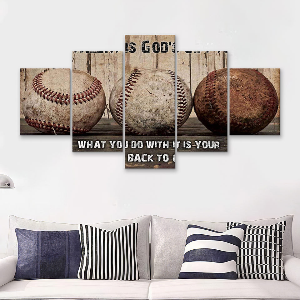 Baseball Your Talent Is Gods Gift To You 5 Piece Multi Panels Canvas Prints Wall Art - Painting Canvas,Wall Decor