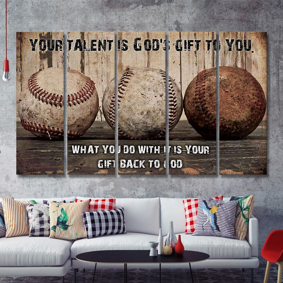 Baseball Your Talent Is Gods Gift To You 5 Piece B Multi Panels Canvas Prints Wall Art - Painting Canvas,Wall Decor