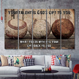 Baseball Your Talent Is Gods Gift To You 5 Piece B Multi Panels Canvas Prints Wall Art - Painting Canvas,Wall Decor