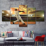 Baseball Players In Action On The Stadium  5 Pieces Canvas Prints Wall Art - Painting Canvas, Multi Panel, Home Wall Decor, For Sale