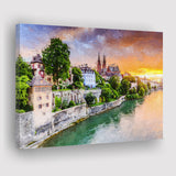 Basel City at Sunset Switzerland Canvas Prints Wall Art Decor - Paiting Canvas, Art Prints, Wall Decor, For Sale