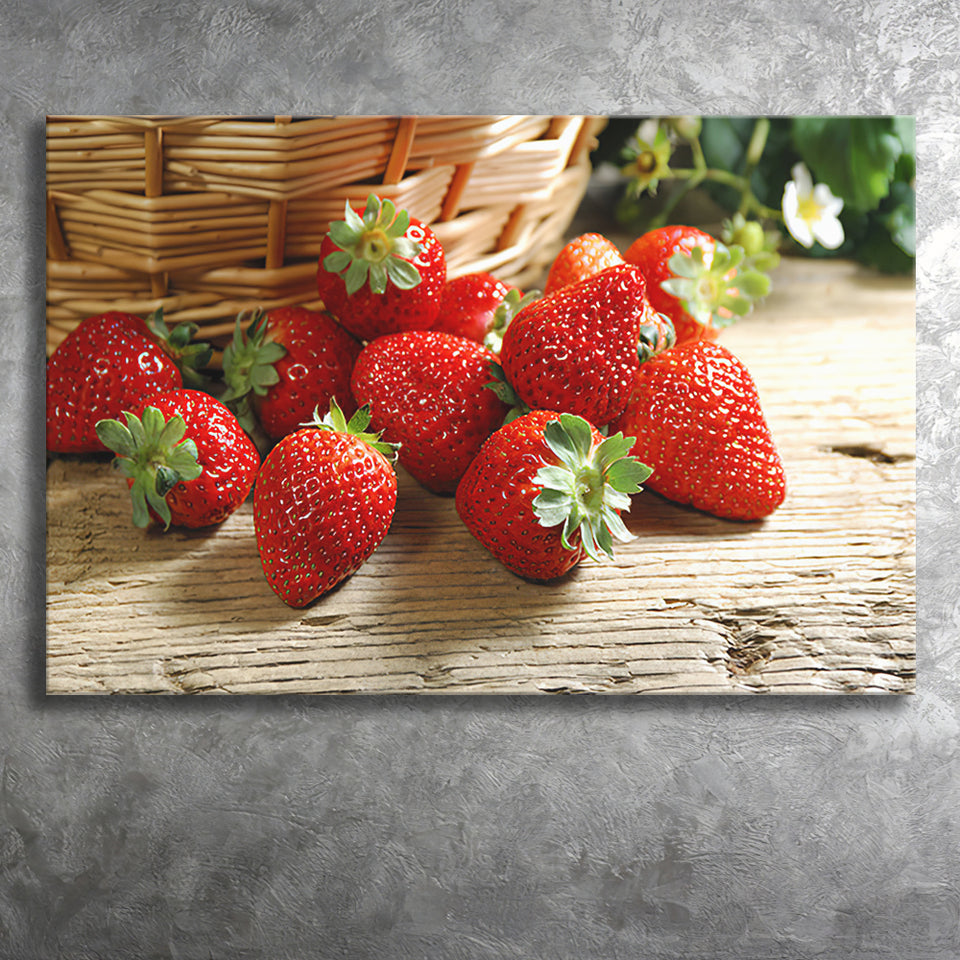 Basket Of Strawberry Canvas Prints Wall Art - Painting Canvas, Wall Decor, Canvas Art, For Sale