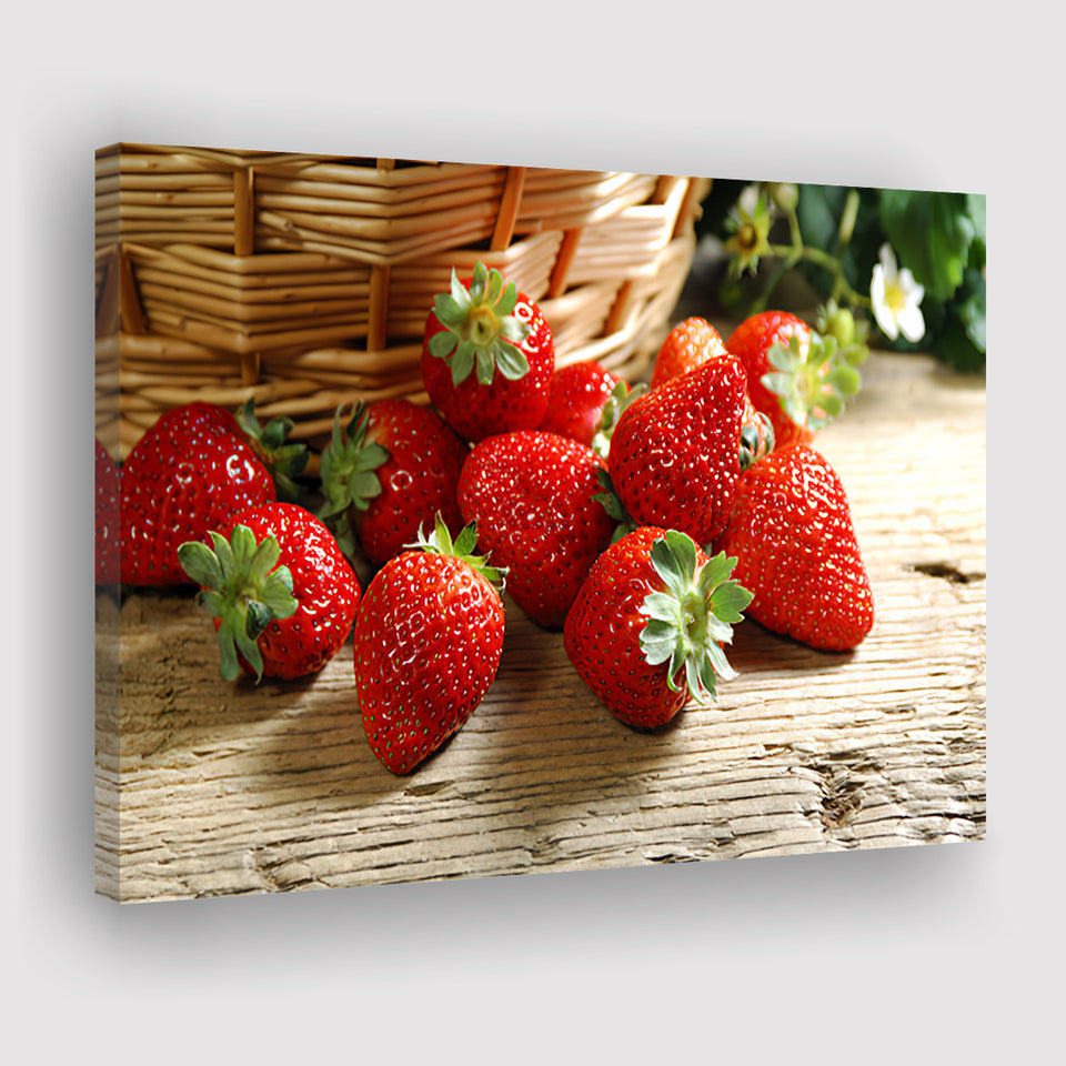 Basket Of Strawberry Canvas Prints Wall Art - Painting Canvas, Wall Decor, Canvas Art, For Sale