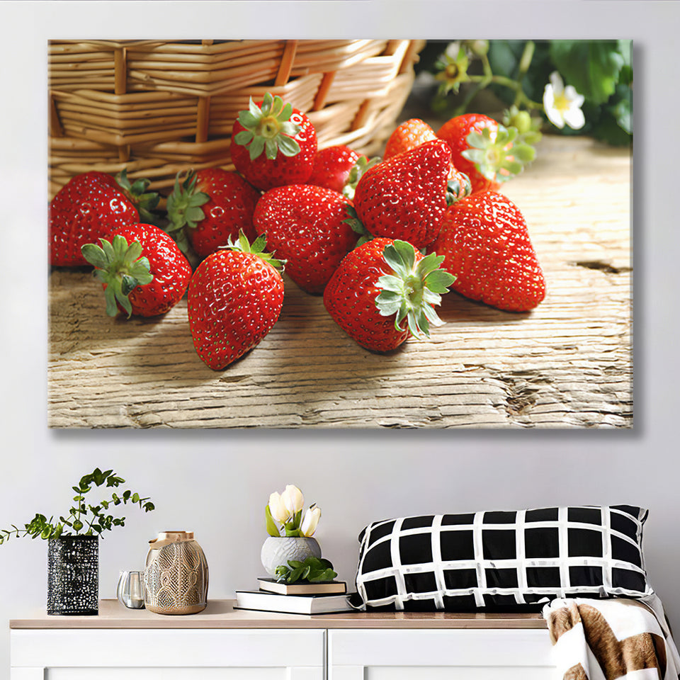 Basket Of Strawberry Canvas Prints Wall Art - Painting Canvas, Wall Decor, Canvas Art, For Sale