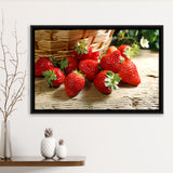 Basket Of Strawberry Framed Canvas Prints Wall Art - Painting Canvas, Wall Decor, Canvas Art, Floating Frame