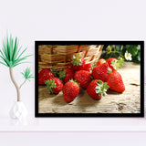 Basket Of Strawberry Framed Art Prints Wall Decor - Painting Prints, Wall Art, Framed Picture, Black Frame